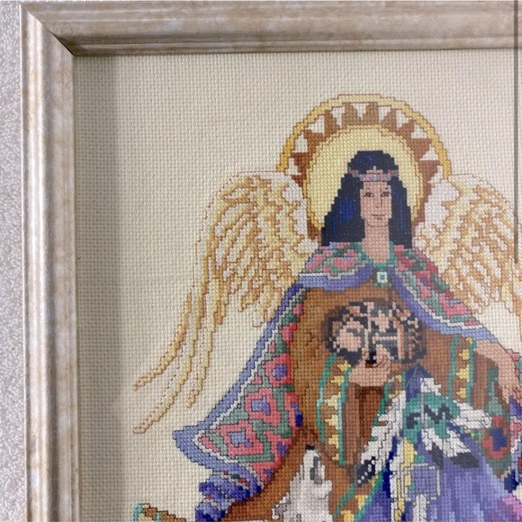 Vintage 2000 Completed Framed Angel From Heaven Cross Stitch Art - Picture 2 of 14